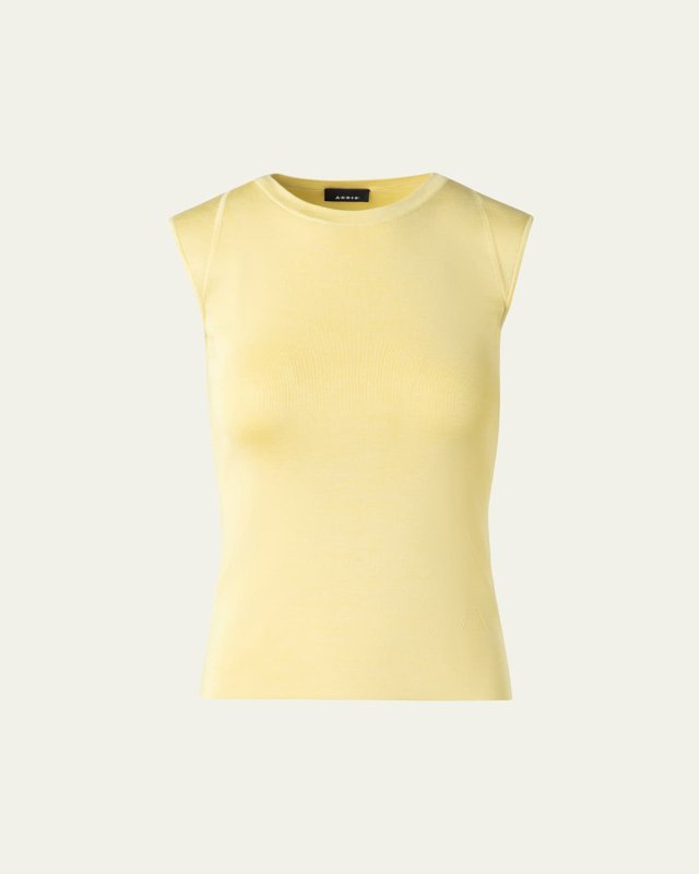 Sleeveless Fitted Silk Stretch Knit Top